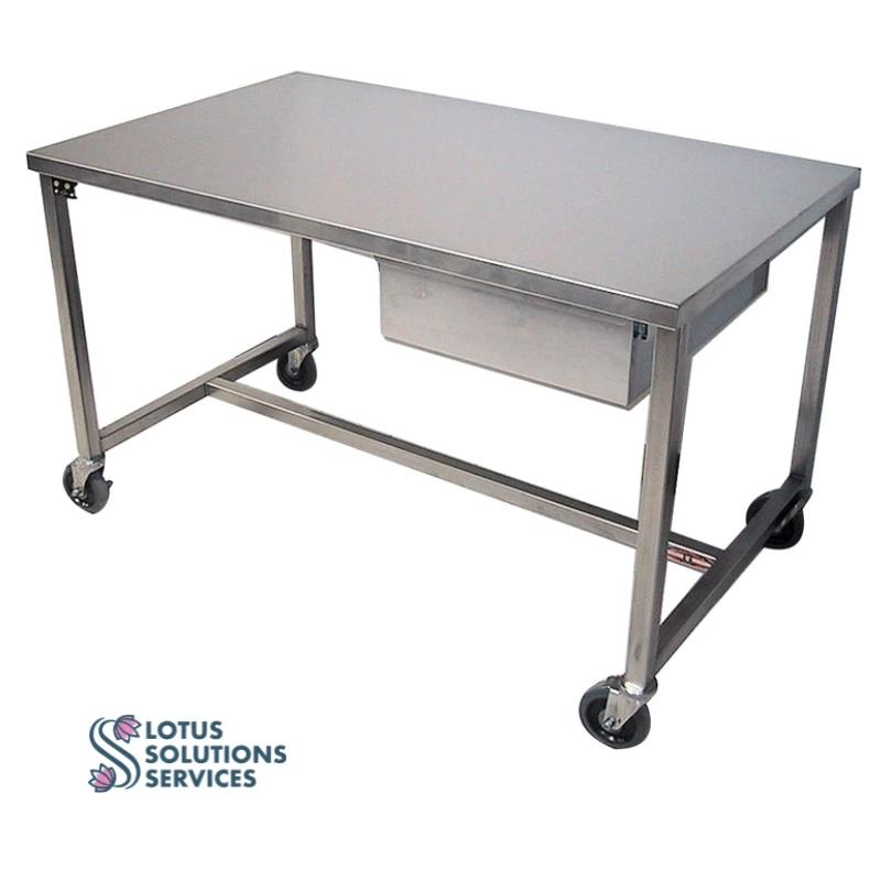 bàn thao tác inox có bánh xe